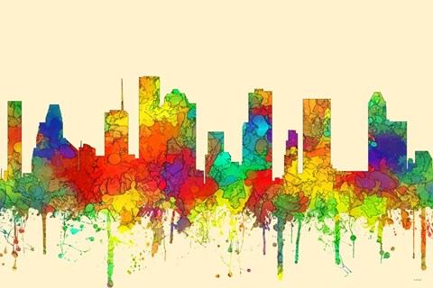 Framed Houston Texas Skyline-SG Print