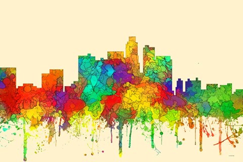 Framed Los Angeles California Skyline-SG Print