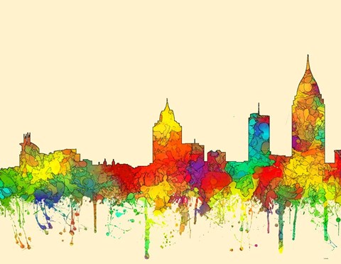 Framed Mobile Alabama Skyline-SG Print