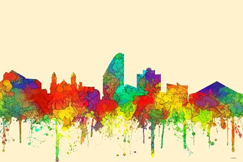 Framed San Jose California Skyline-SG Print