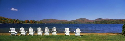 Framed Adirondack Chairs at Blue Mountain Lake, Adirondack Mountains, New York State Print
