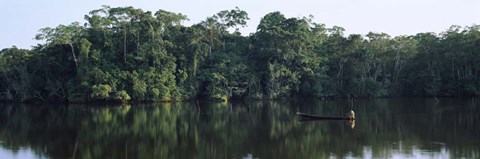 Framed Canoe in Napo River, Oriente, Ecuador Print