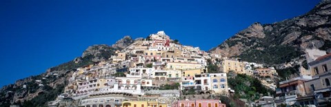Framed Town on mountains, Positano, Amalfi Coast, Campania, Italy Print