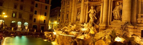 Framed Trevi Fountain at Night, Rome, Italy Print
