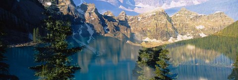 Framed Reflection of Trees in Water, Moraine Lake, Banff National Park, Alberta, Canada Print