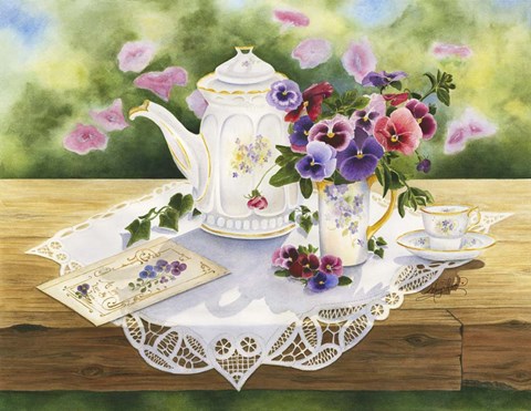 Framed Victorian Tea in the Garden Print