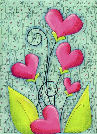 Framed Heart Bouquet Print