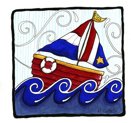 Framed USA Boat Print