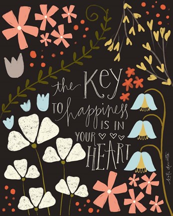 Framed Key to Happiness Print