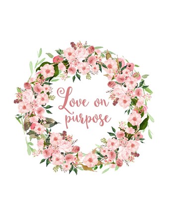 Framed Love on Purpose Pink Wreath Print