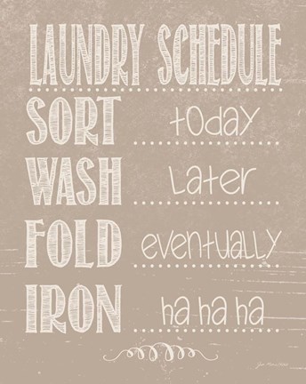 Framed Laundry Schedule - Beige Print