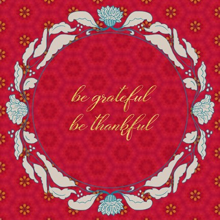 Framed Lotus Motif Wreath Print