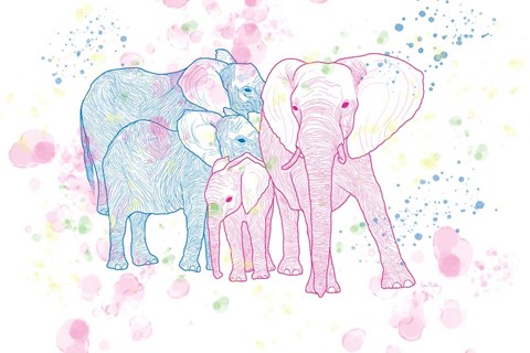 Framed Happy Elephant Family Print