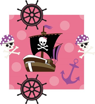 Framed Ahoy Pirate Girl I Print