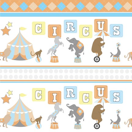 Framed Baby Big Top XII Blue Print