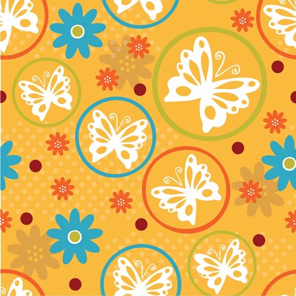 Framed Butterflies and Blooms Playful V Print