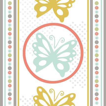 Framed Butterflies and Blooms Tranquil IX Print