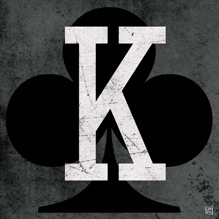 Framed King of Clubs Gray Print