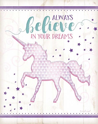 Framed Believe Unicorn Print
