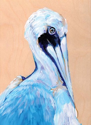 Framed Blue and White Pelican Print