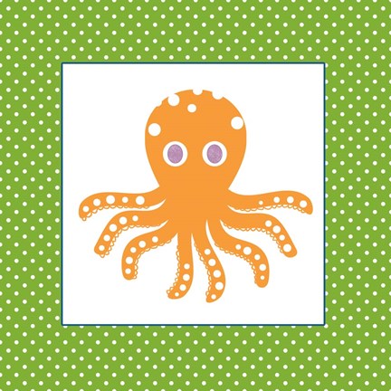 Framed Cute Orange Octopus Print