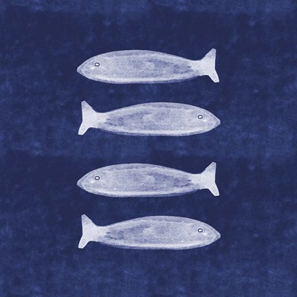 Framed Indigo Fish II Print