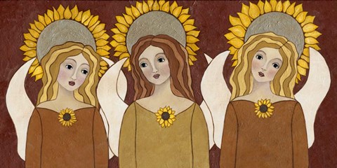 Framed Angels And Sunflowers Print