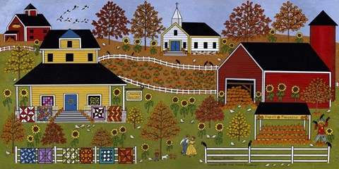 Framed Mamas Quilts And Papas Pumpkins Print