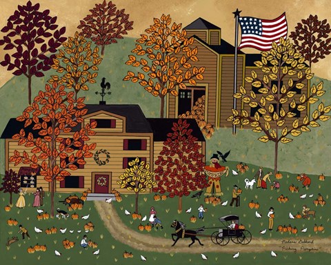 Framed Picking Pumpkins Print