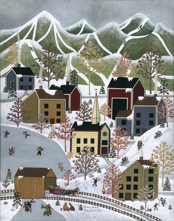 Framed Playing In The Snow Print