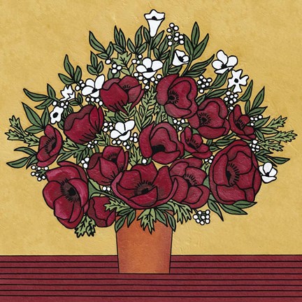 Framed Poppy Bouquet Print