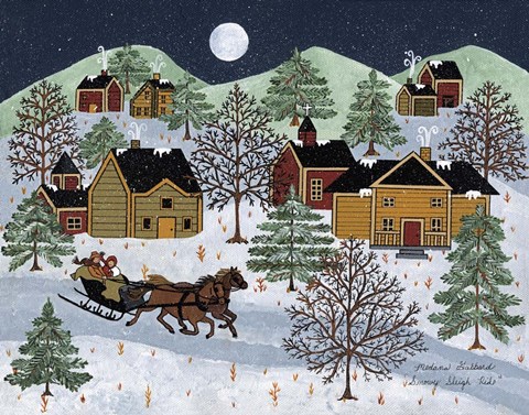 Framed Snowy Sleigh Ride Print
