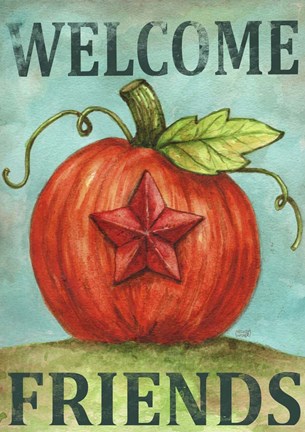 Framed Pumpkin Star Welcome Autumn 2 Print
