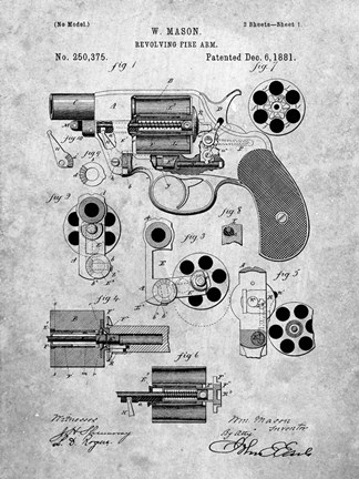 Framed Revolving Fire Arm Patent - Slate Print