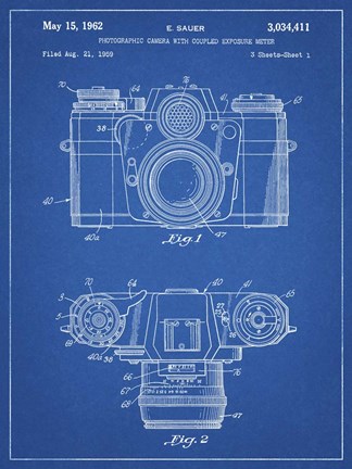 Framed Photographic Camera With Coupled Exposure Meter Patent - Blueprint Print