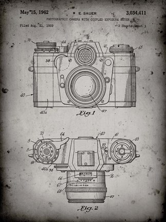 Framed Photographic Camera With Coupled Exposure Meter Patent - Faded Grey Print