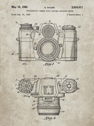 Framed Photographic Camera With Coupled Exposure Meter Patent - Sandstone Print