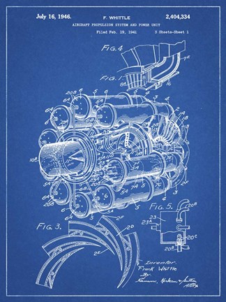 Framed Aircraft Propulsion &amp; Power Unit Patent - Blueprint Print