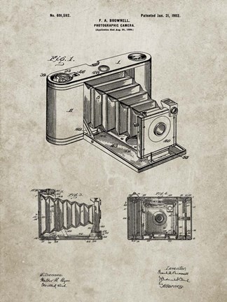 Framed Photographic Camera Patent - Sandstone Print