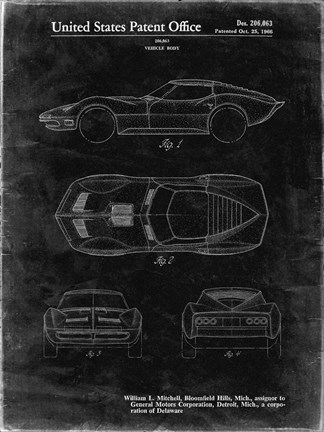 Framed Vehicle Body Patent - Black Grunge Print