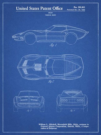 Framed Vehicle Body Patent - Blueprint Print