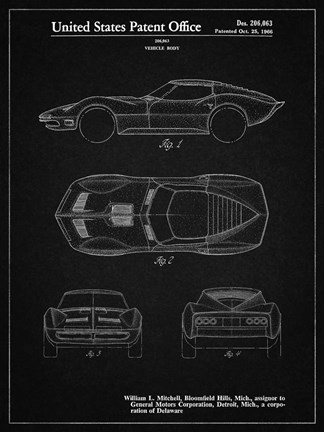 Framed Vehicle Body Patent - Vintage Black Print