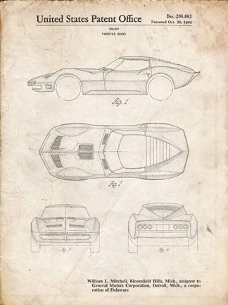 Framed Vehicle Body Patent - Vintage Parchment Print