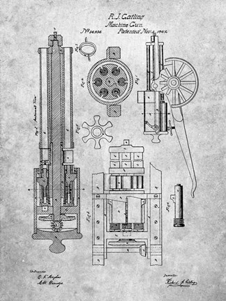 Framed Machine Gun Patent - Slate Print