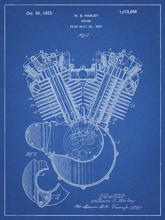 Framed Engine Patent - Blueprint Print