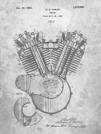 Framed Engine Patent - Slate Print