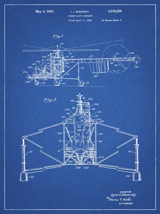 Framed Direct-Lift Aircraft Patent - Blueprint Print