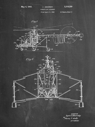 Framed Direct-Lift Aircraft Patent - Chalkboard Print