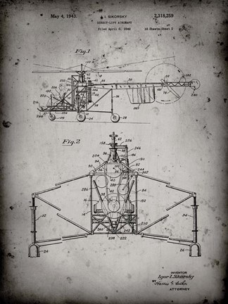 Framed Direct-Lift Aircraft Patent - Faded Grey Print