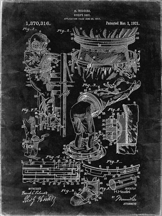 Framed Diver&#39;s Suit Patent - Black Grunge Print